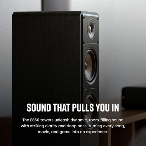 Image of Polk Signature Elite ES50 Tower Speaker - Hi-Res Certified, Dolby Atmos Speakers & DTS:X Compatible, 1 inch Tweeter & (2) 5.25 inch Woofers, Power Port Technology for Effortless Bass, Contemporary White