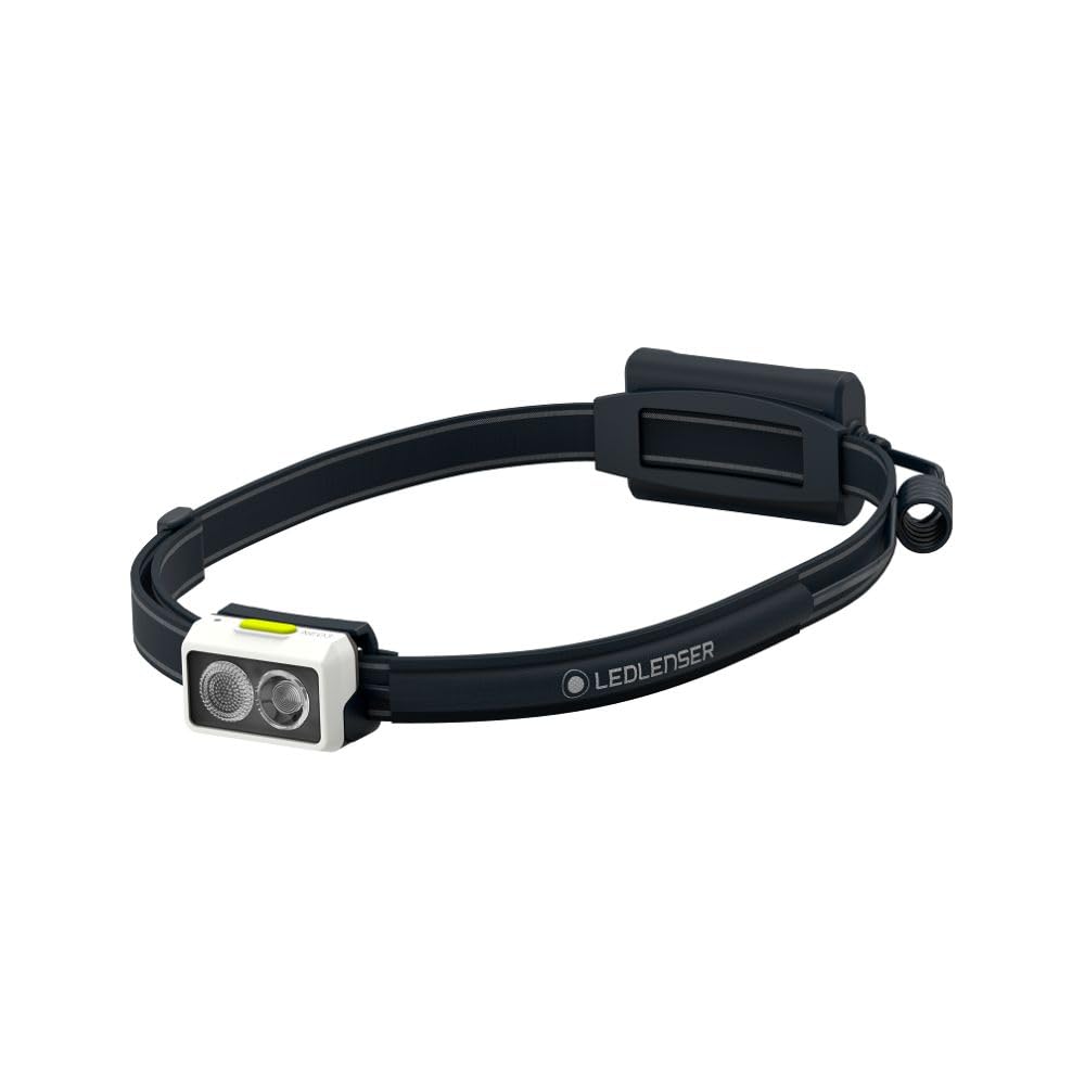 Ledlenser White & Green Neo3 - Battery Powered Lightweight Led Head Torch, Running Headlight, Super Bright 400 Lumens Headlamp, Safety Rear Red Light, Reflective Headband, Up To 20 Hours Running Time (Lime/White)