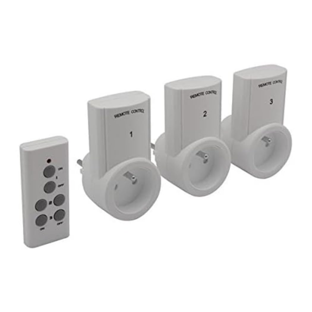 Jeu de 3 Prises Perel 7500-3N2 télécommande pour couper les veilles cachées
