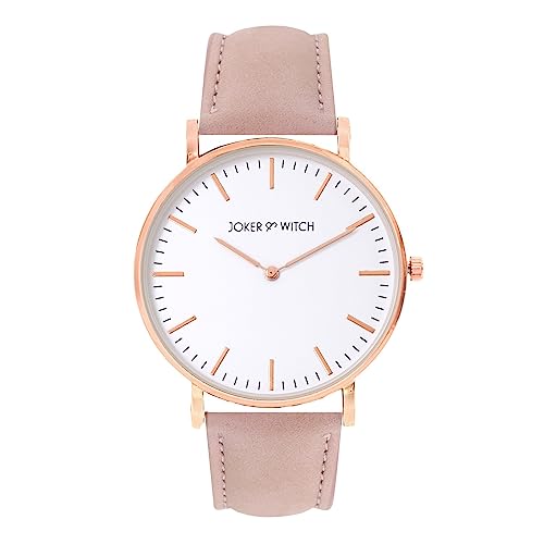 Image of Joker & Witch Leather Women Cotton Candy Analog Watch Bracelet Stack, White Dial, Pink Band
