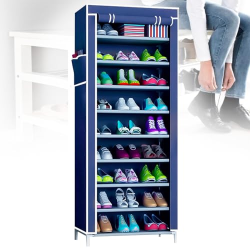 Sapateira Armário Organizador Dobrável 9 Prateleiras Resistente (Azul)