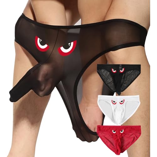 Elephant Trunk Underwear, Bulge Ball Pouch Lace Briefs See Through Mesh Sexy Elephant Panties for Men