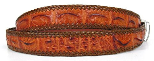 Genuine Real Backbone Crocodile Skin Leather Men's Knit Edges Brown Belt 48"4