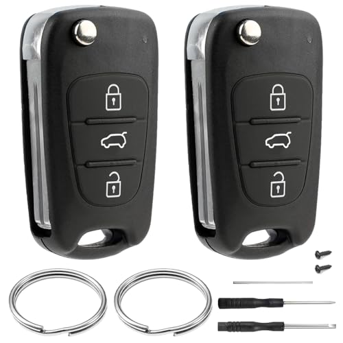 2 Piezas Carcasa Llave Compatible con Hyundai ix35 ix20 i30 i20 i10 y Kia Sportage Soul Ceed Rio Picanto Venga 3 Botones Mando a Distancia Carcasa Funda Llaves de Repuesto de Coche Accesorios