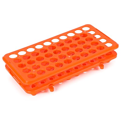 stonylab Gradilla para Tubos de Ensayo, 50 Pocillos, con Junta y Almohadilla de Silicona, Tamaño de Poro 18 mm, Gradilla Extraíble Multiusos, Ideal para Laboratorio, 1 Paquete, Naranja