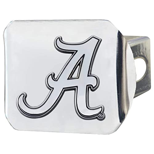 University of Alabama NCAA Chrome Metal Hitch Cover by FANMATS - Unique 3D Chrome Team Logo Molded Design – Easy Installation on Truck, SUV, Car or ATV - Ideal Crimson Tide Gift for Student/Alumni/Fan
