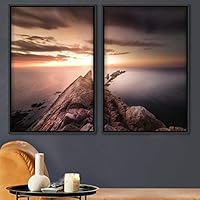 2 Piece Framed Canvas Wall Art Sunset Canvas Prints Home Artwork Decoration for Living Room,Bedroom - 16