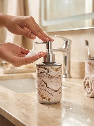 Image of Italian Design Liquid Soap Dispenser| Sanitizer Dispenser | Lotion Dispenser | Shampoo Dispenser | Handwash Bottle | Metallic Grey Finish, 350ml (Twinkle Silver White)