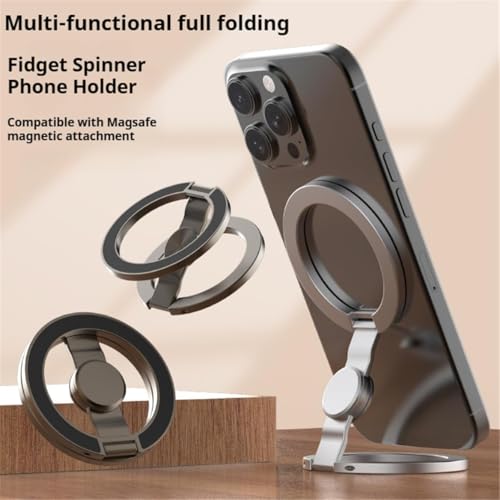 Image of MagSafe Phone Ring Holder & Spinner VANAMALI Dual Side Magnetic Kickstand & Finger Grip - Strong Magnet Stand Compatible for iPhone, Samsung & All Smartphones, Gym pod