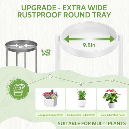 Image of iDavosic.ly 6 Tier Large Plant Stand Indoor with 10 Inch Wide Tray, Tiered Corner Metal Outdoor Flower Display Holder Shelf, Folding Tall Rack for Patio Porch Living Room, White