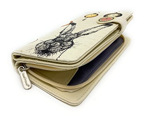 Shag Wear Pocket Watch Rabbit Large Animal Wallet for Women and Teen Girls Vegan Faux Leather Beige 7"4