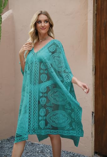 Image of Sexy Elegant Lace Beach Cover Up for Women, Bathing Suit Cover Up, V-Neck Swimsuit Coverup for Poolside, Seaside and Party