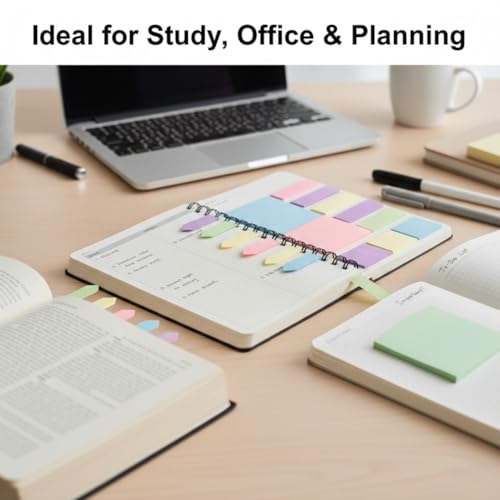 Image of FunBlast Sticky Notes - 375 Sheets Sticky Notes, Stationary Items, Self-Adhesive Memo Pad Bookmark Point It Marker Memo Sticker, Sticky Pad, Stick Notes for Study - 6 Size (Light Color)