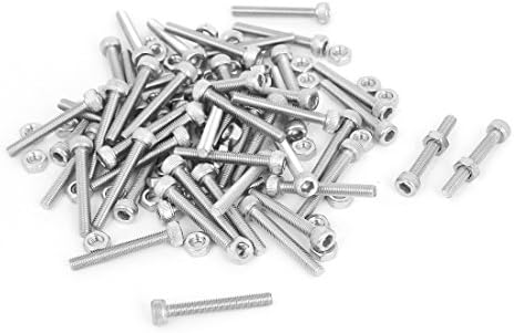 uxcell M3x22mm Hex Socket Head Knurled Cap Screws Bolts Nuts Set 50Pcs