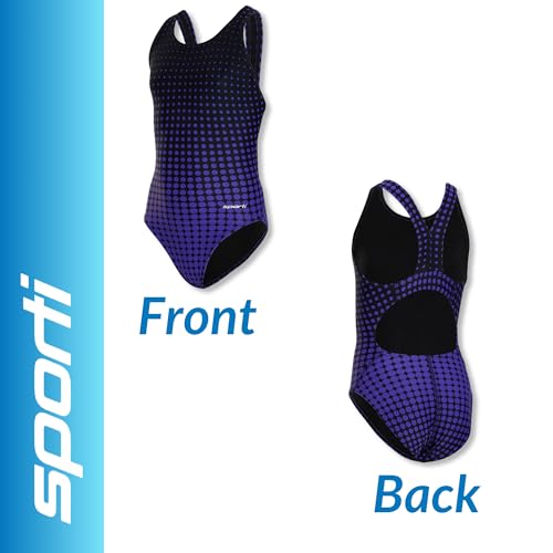 Image of Sporti Wide Strap Athletic One Piece Swimsuit for Women - Graphic Design Pattern - Swim Team Bathing Swimsuit for Competiton