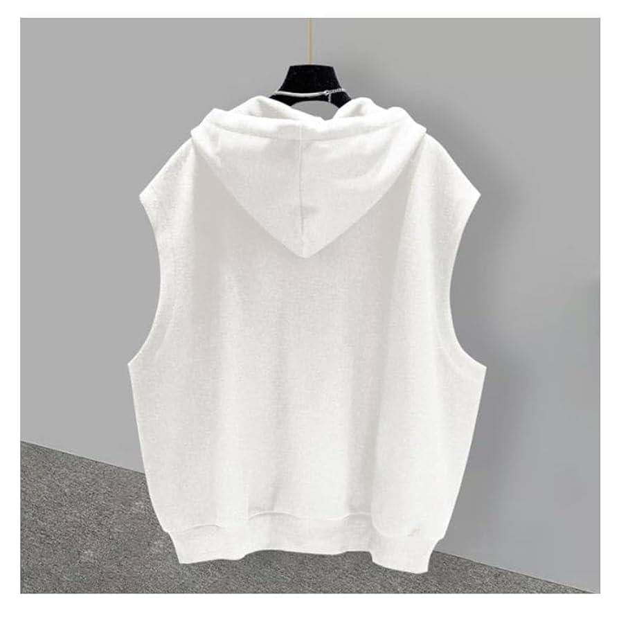 Black & White フード付 ジップベスト スウェット地　L Amazon.co.jp: パーカー ベスト 前開き メンズ ノースリーブ
