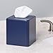 mDesign Metal Square Tissue Box Cover, Modern Facial Paper Holder - Accessories for Bathroom Vanity, Bedroom Dresser, Night Stand, Desk, Office, End Table - Unity Collection - 2 Pack - Matte Navy Blue