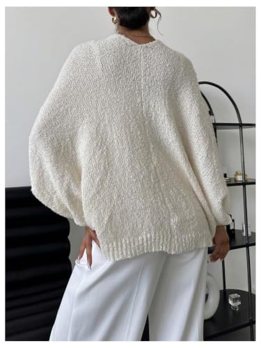 Image of GORGLITTER Women's Oversized Fall Wrap Sweater Cropped Bat Wing Knit Tops
