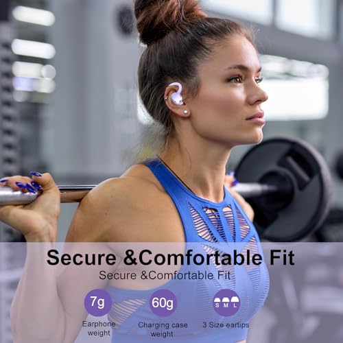 Image of Wireless Earbuds, Bluetooth Earbuds, Bluetooth 5.4 Headphones 68hrs Playtime Sport Earphones with LED Display ENC Noise Cancelling Mic, IPX7 Waterproof Over Ear Ear Buds with Hook for Gym /Workout