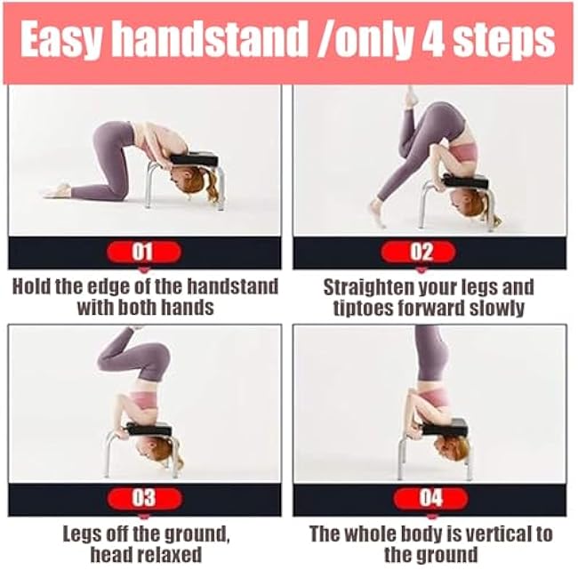 Inverted Stool Fitness,Yoga Headstand Bench,Inverted Artifact Household Yoga Auxiliary Chair,Upside Down Stool with Thick Cushion Multifunctional Indoor Sports Exercise Bench Fitness Equipment