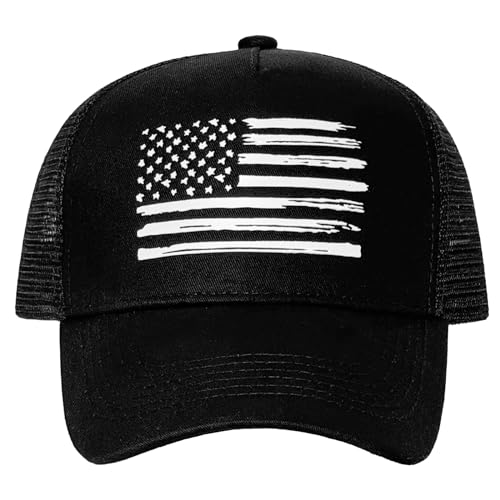 Image of American Flag Trucker Hats, USA hat for Men and Women - Adjustale Baseball Cap, Outdoor Mesh Snap Back - for Daily Use