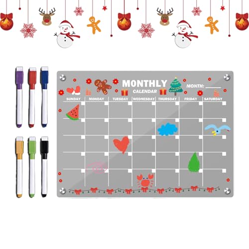 Pizarra magnética | Calendario mensual transparente – Pizarra Planificador Magnético de Acrílico para - Para Aula Cocina Comedor Apartamento Profesores Estudiantes Niños Familia
