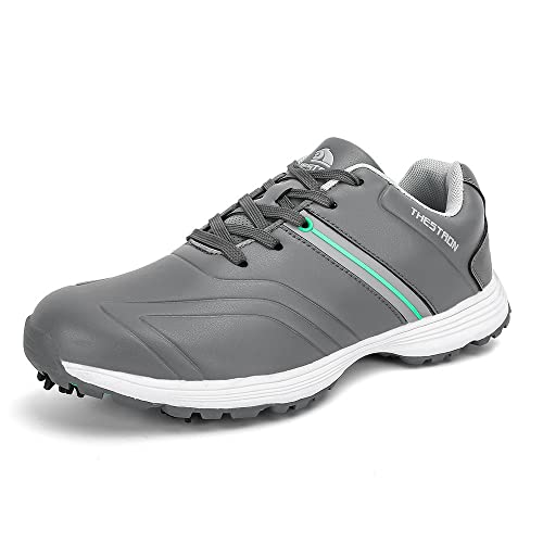 FOV Zapatos de Golf para Hombre 8 Picos Impermeables Ligeros Profesionales Zapatillas de Golf para Entrenamiento al Aire Libre GrisVerde EU44 Cover