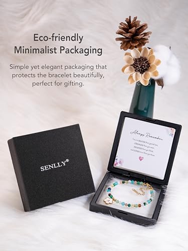 SENLLY Crystal Initial Bracelet, Meaningful Gift for Women Crafted with Natural Stone & Floral Letter Charm J, Adjustable for Mom Daughter Sister Wife Friend - image 6