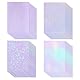 32 Blatt klebefolie transparent, 210 x 297 mm, holografische folie & hologrammfolie, irisierende folie & glitzerfolie selbstklebend für Basteln, Fenster, A4, wasserdicht, selbsthaftend (4 Motive)