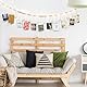 158cm Fotogirlande Fotowand mit Klammern und LED-Lichterkette, Boho Fotowanddisplay mit Holzperlen, Clips, Herzanhänger, hängendes Fotodisplay, Fotogirlande Seil zum Aufhängen von Fotos, Postkarten