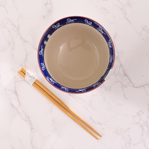Urban Tokyo Handpainted Ceramic Glazed Japanese Ramen Udon Noodle Rice Bowl With Chopsticks 20 fl oz 5 inch Diameter Bowl Sets Color Box Packaging (Floral Assortment) by Urban Tokyo - Image 7