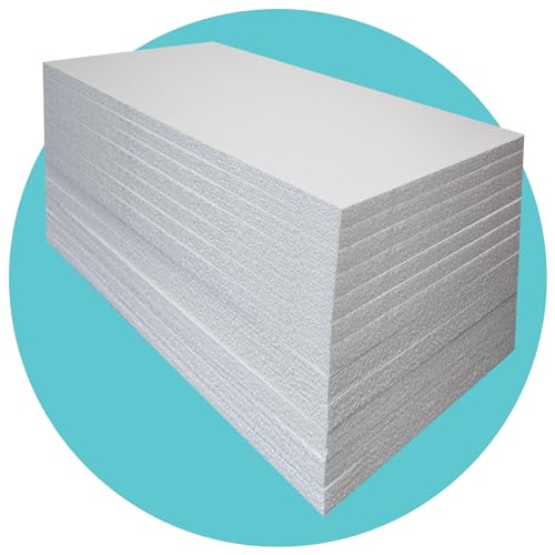 Triplast Expanded Polystyrene Foam Sheets EPS 70 (12 Sheets 1200 x 600 x 25mm Each) - BBA Certified Wall & Floor Insulation Board - Box Lining & Packaging Foam Board - White Blocks for DIY Projects