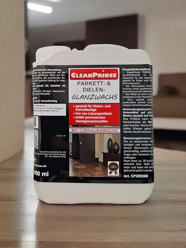 CleanPrince - CleanPrince 2 Liter Parkett und Dielen Glanzwachs | Parkettwachs flüssig Dielenwachs mit Carnaubawachs Glanzboden Versiegelung und Wischpflege