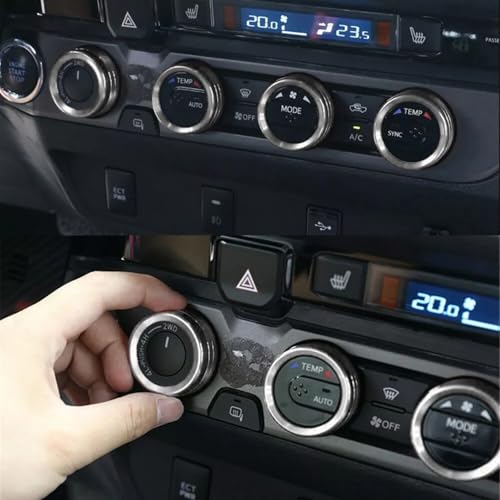 Image of Aluminum Alloy AC Knob Covers Kit for Toyota Tacoma 2016-2023 (4pcs Silver) - HVAC Control Button Covers, Metal Air Conditioner Dial Covers, Durable Interior Upgrade Accessories