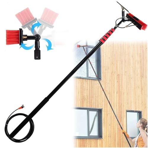 SNOWNYLL 39 FT Telescopic Brush,High-Strength Carbon Fiber Retractable Water Fed Pole Solar Panel Cleaning Brush Window Cleaning Pole Telescopic Extension Pole Cleaning Kit