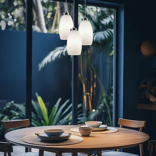 Image of Kira Home Coast 7 inch Pendant Light Glass Shade Replacement w /Frosted Oval Design (Set of 2), Chandelier Glass Upgrade, 7.5 inch x 4.5 inch, Fits Threaded Medium Base Sockets