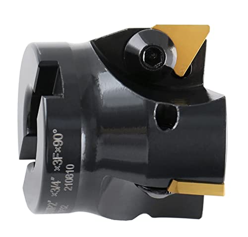 Image of Accusize Industrial Tools 2 inch Indexable Face Milling Cutter 90 Degree, Positive Rake with Inserts, 2508-0012 | 90 Deg Positive Rake, Right-Hand Cut, 3 TPG322 Inserts, 3 /4 in Bore