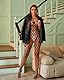 OXDOHUE Damen Dessous BobyStocking Fischnetz großes Loch Bodysuit Sexy Dessous Netz Teddy Bodysuit Dessous für Frauen Ärmel Strampler Jumpsuit Catsuit Nachtwäsche - Schwarz