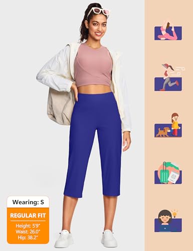 Image of ISEEGZ 15 inch / 18 inch / 21 inch / 25 inch Capri Pants for Women High Waist with Pockets Women's Capris Workout Yoga Pants Loose Straight Leg