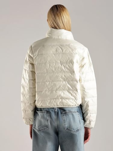 Calvin Klein Damen Pufferjacke Down Shine Glänzend, Elfenbein (Ivory), XL – Ansicht 4