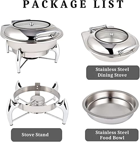 SmPinnaA 6 L Chafer Chafing Dish Für Hochzeitsbankette Und Partys, Sichtbares Buffetwärmer-Set Aus Edelstahl, Inkl. Speisepfanne, Wasserpfanne, Brennstoffhalter, Gold,Gold – Bild 6