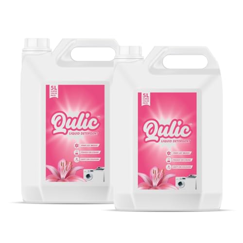 Image of Qulic Breeze Liquid Detergent 10 Litre | Laundry Liquid Detergent for Washing Machine Advanced Formulated with Pink Lily Fragrance | For Top Load & Front Load - 5 l (Pack of 2)