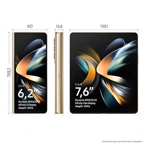 Samsung Galaxy Z Fold4 5G Mobiltelefon ohne SIM-Karte Android Klapp-Smartphone 512 GB, Beige & Standing Cover mit Pen EF-OF93P für das Galaxy Z Fold4 | Smartphone Cover – Bild 4