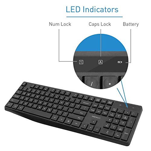 Macally 2.4G Wireless Keyboard and an Adjustable Vertical Laptop Stand, Secure Your Laptop & Prevent Scratches