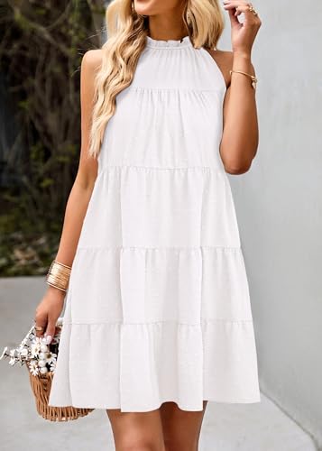 Image of KIRUNDO Summer Sundresses for Women Halter Dress Babydoll