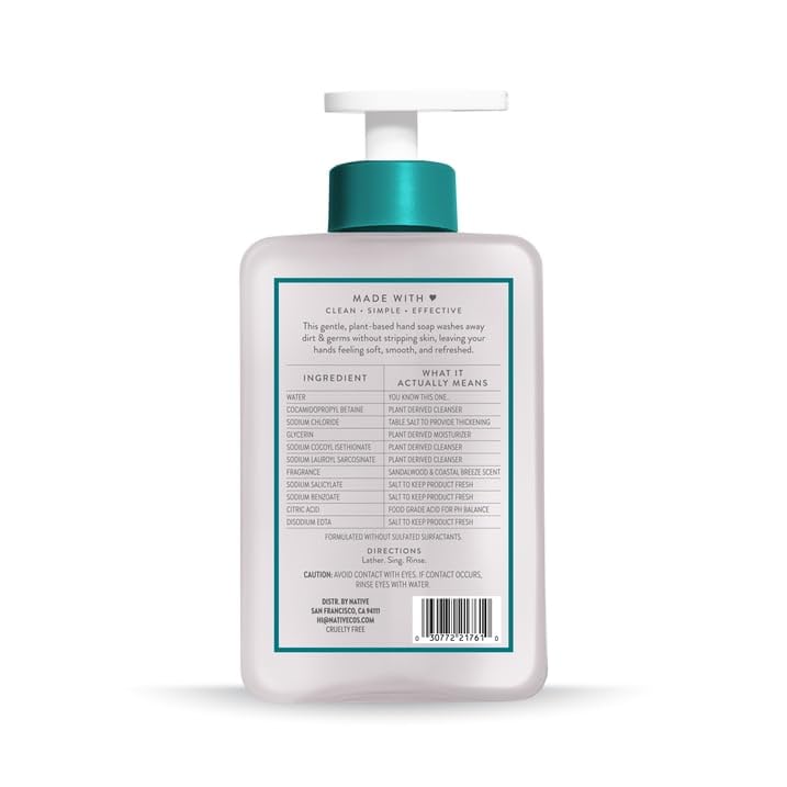Native Sandalwood & Coastal Breeze Liquid Hand Soap 13 fl oz with Travolle Dispenser Pump image 2