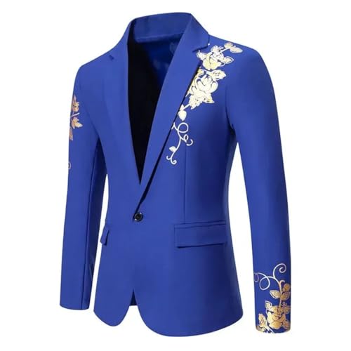 Men Printed Loose Fit Suit Jacket Solid Color Casual Blazer for Wedding or Party4