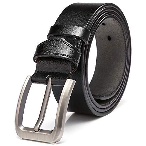 KeeCow Correas, correa de cuero genuino para Hombres Type 3 Black 125CM (Waist 39'' - 44'' )
