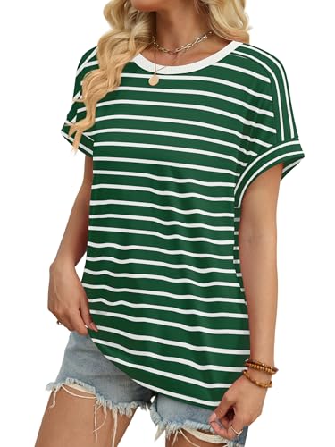 Image of WIHOLL Womens Tops Short Sleeve Shirts Summer Outfits 2026 Spring Dressy Casual Clothes Clothing