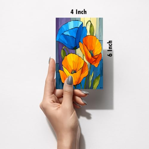 Image of SiddArtify Floral Wall Art Prints Set - Modern Flower Poster Decor for Living Room Bedroom Office - Set of 2-4x6 Inch - Board (Pack of 6) - Sticker (Pack of 6)